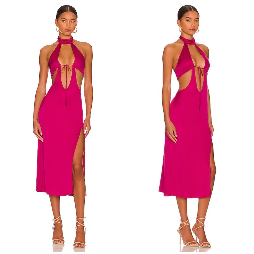 Camila Coelho Abigale Midi Dress in Very Berry XS